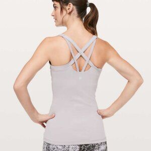 Lululemon Rally Your Heart Tank Bra Dark Chrome Gray Lavender Size 6 Top Medium